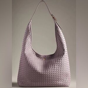 Anthropologie The Love Knot Slouchy Woven Buckle Tote Bag - Lavender